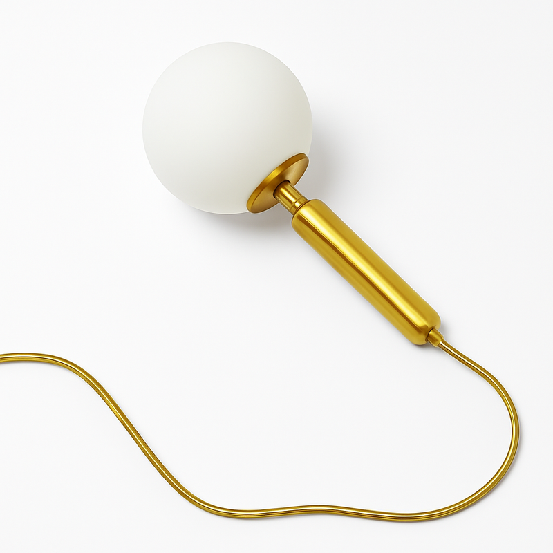 suspension luxueuse avec abat-jour en boule dorée