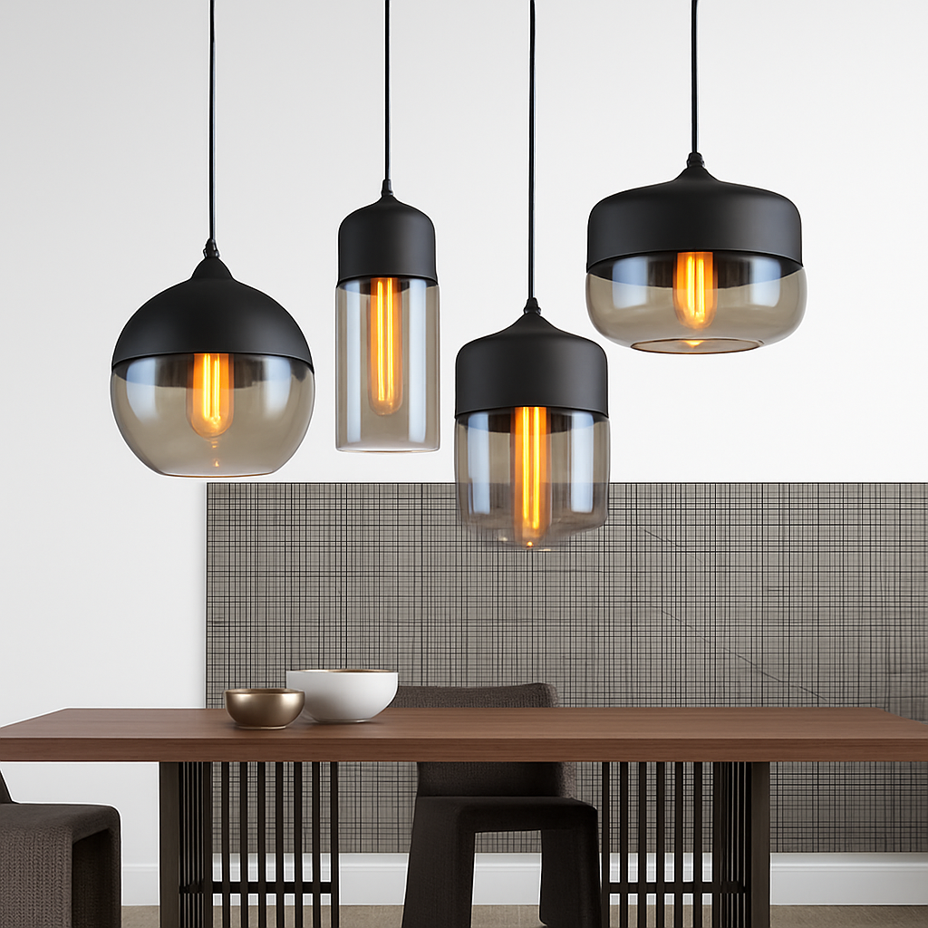 Suspension moderne design en verre et métal Loft - vue 3 sur 21