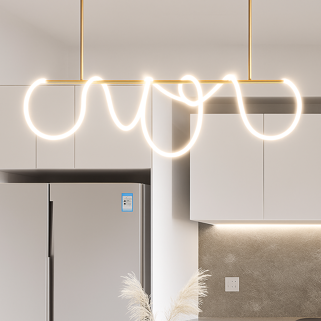 suspension moderne design long tube lumineux flexible pour espace contemporain - vue 3 sur 22