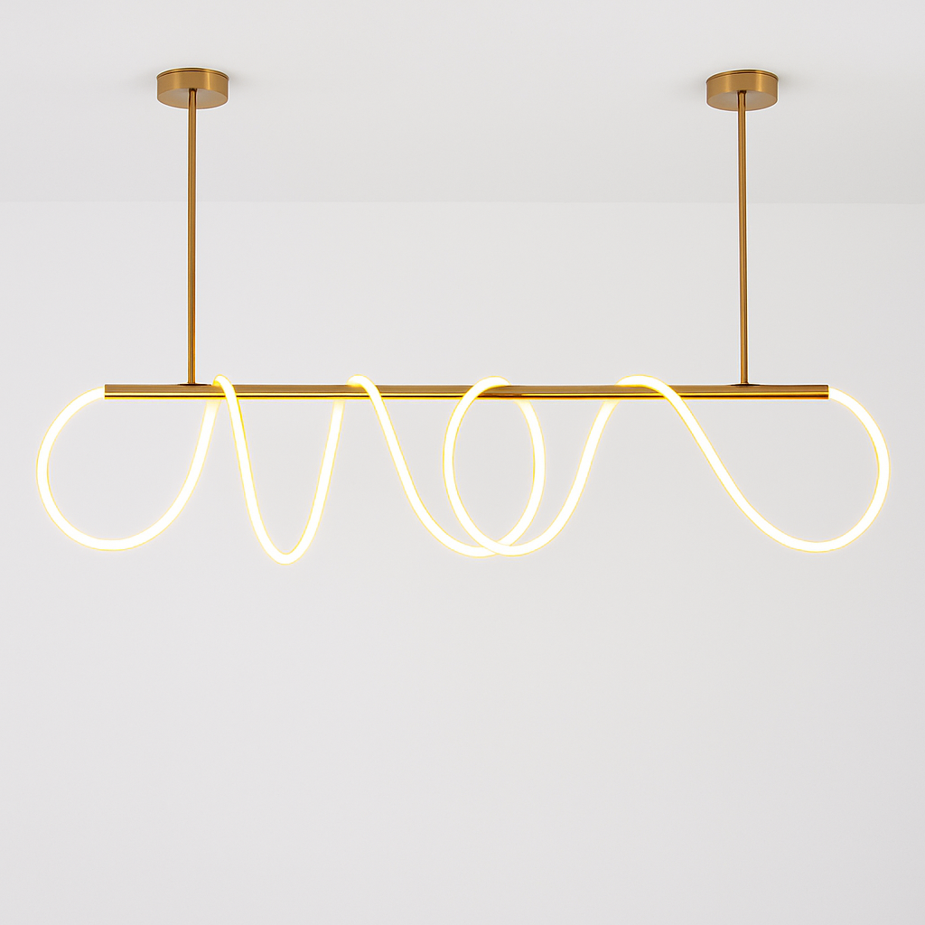suspension moderne design long tube lumineux flexible pour espace contemporain - vue 4 sur 22