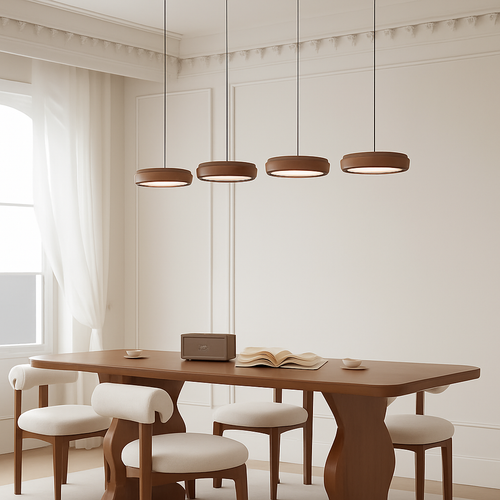 suspension moderne en bois à trois têtes minimaliste