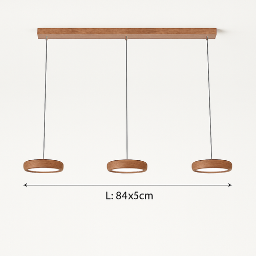 suspension moderne en bois à trois têtes minimaliste