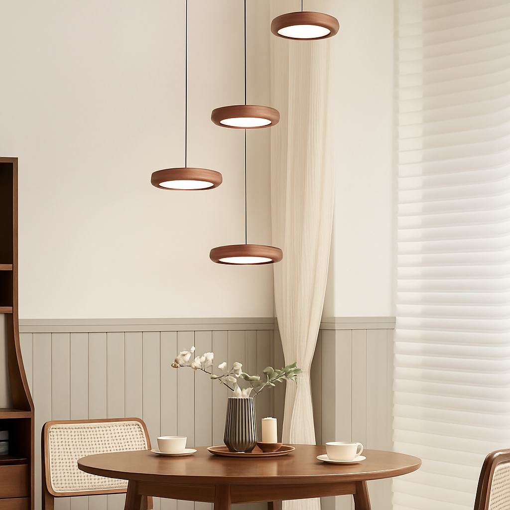 suspension moderne en bois à trois têtes minimaliste - vue 4 sur 12