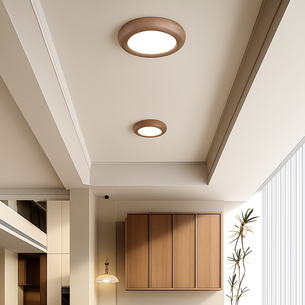 suspension moderne en bois à trois têtes minimaliste - vue 7 sur 12