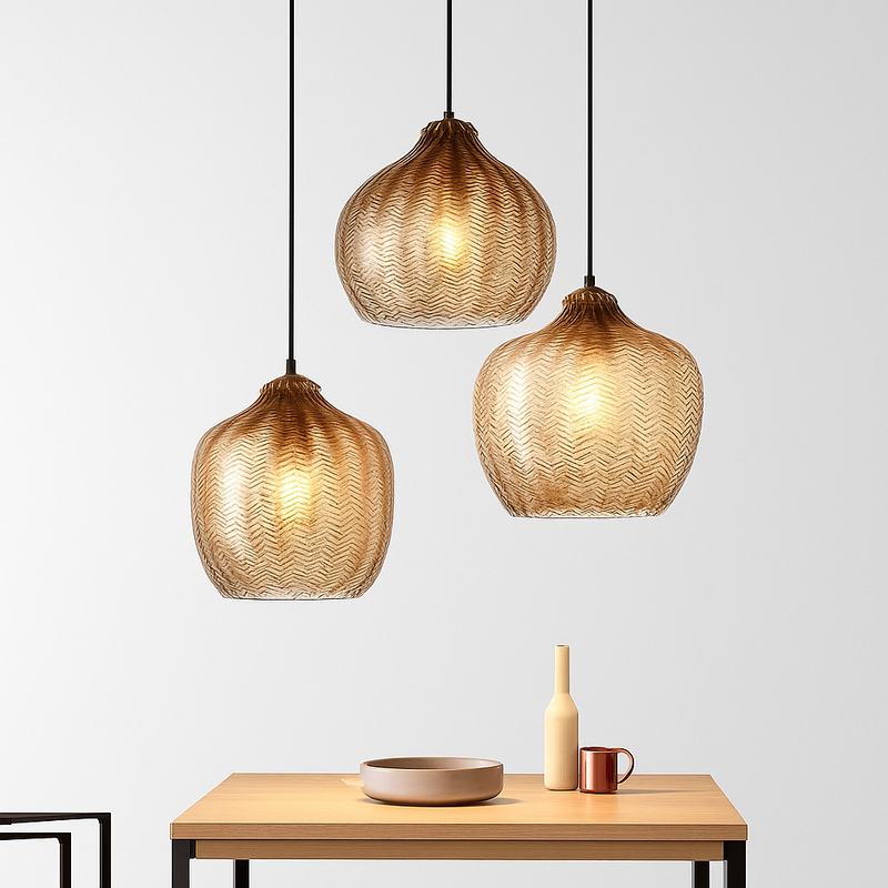 Suspension moderne en verre fumé (plusieurs formes) Guezra
