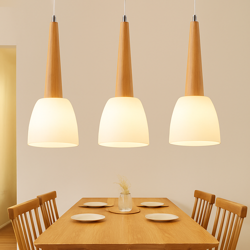 Moderne Pendelleuchte aus Holz GZMJ mit LED-Halterung - vue 3 sur 10