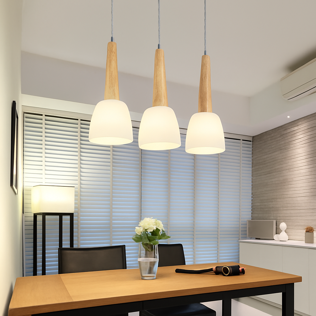 Moderne Pendelleuchte aus Holz GZMJ mit LED-Halterung - vue 5 sur 10