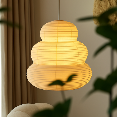 Noguchi-Pendelleuchte aus Reispapier moderner Stil - vue 2 sur 8