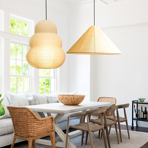 Noguchi-Pendelleuchte aus Reispapier moderner Stil - vue 5 sur 8