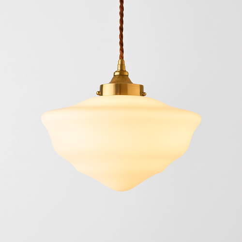 Nordische Pendelleuchte goldfarben mit weißem Glas - vue 11 sur 30