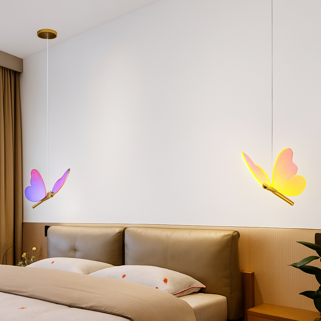 Suspension papillon LED moderne AC85-265V acrylique intérieur décoratif chambre à manger chevet lustre 3 couleurs plafonnier - vue 6 sur 15