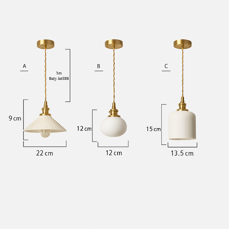 Suspension rétro avec abat-jour en céramique blanc Letten