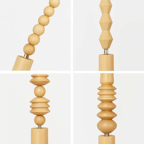 suspension rétro en bois de chêne avec perles géométriques