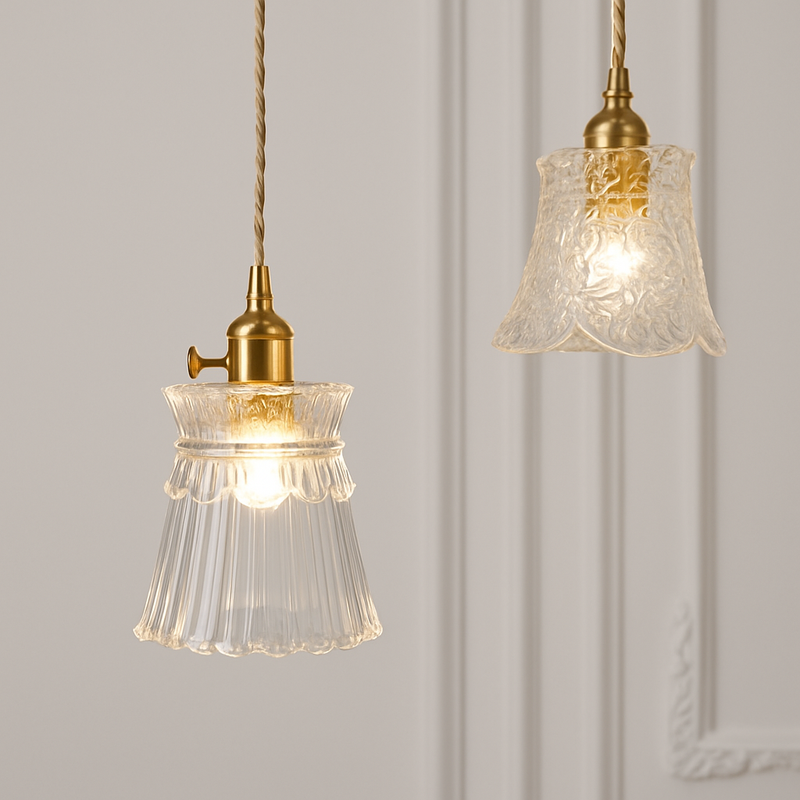 suspension rétro en laiton et verre gravé design élégant pour restaurant