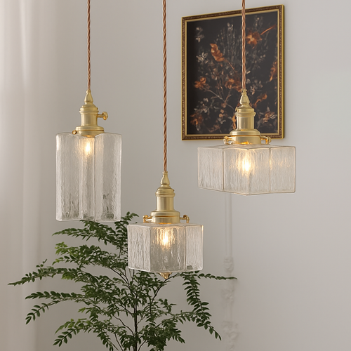 suspension rétro en verre pour éclairage intérieur élégant