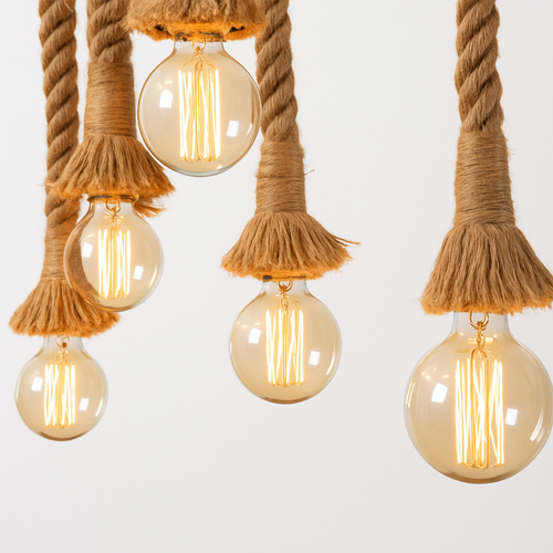 suspension rétro vintage en corde de chanvre style loft industriel