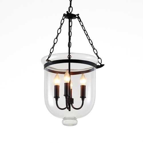 Suspension rustique en verre et métal rétro