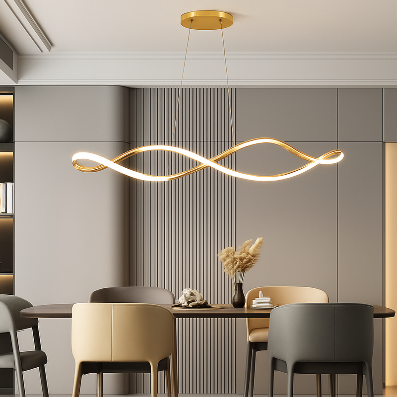 Suspension Suspension LED Lustres LED modernes pour salle à manger salon chambre L92cm Or / Chrome / Noir Télécommande / Contrôle APP