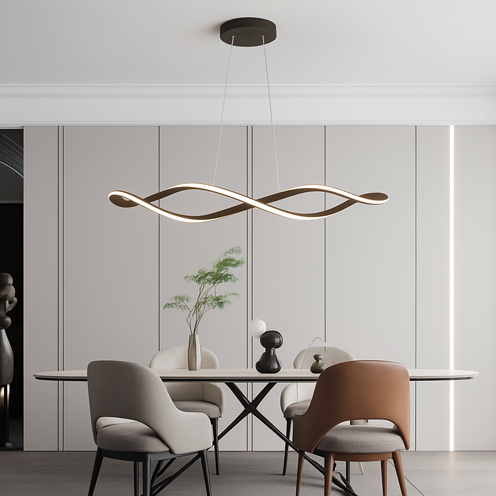 Suspension Suspension LED Lustres LED modernes pour salle à manger salon chambre L92cm Or / Chrome / Noir Télécommande / Contrôle APP