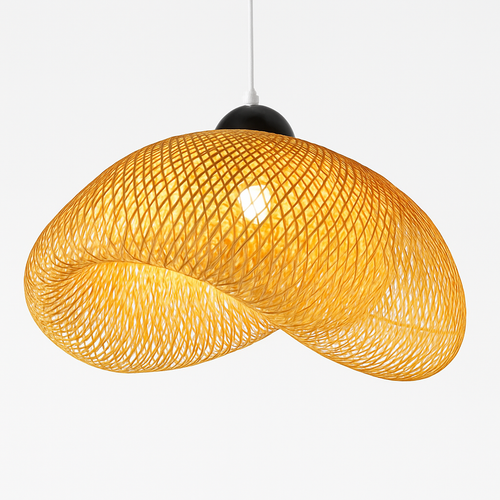 suspension vintage en bambou et rotin faite main style japonais