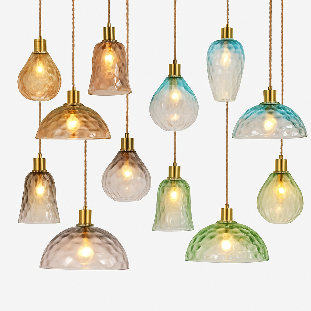 suspension vintage en verre coloré pour décoration nordique et loft