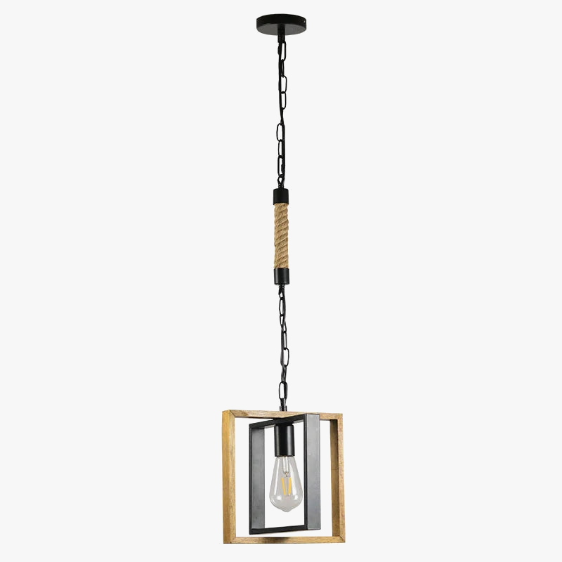 suspension vintage loft amérique en bois métal pour cuisine