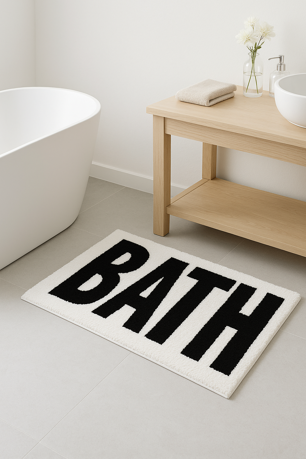 tapis de bain antidérapant lettres spa style mignon - vue 3 sur 2
