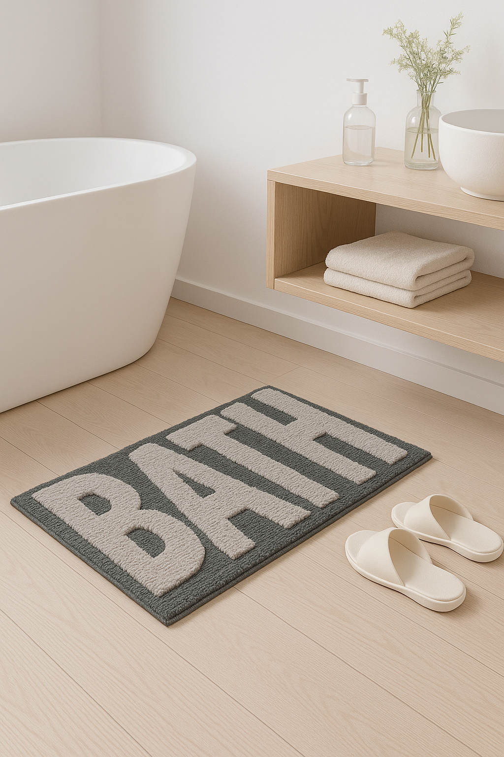 Tapis de bain antidérapant motif lettres spa mignon - vue 3 sur 2