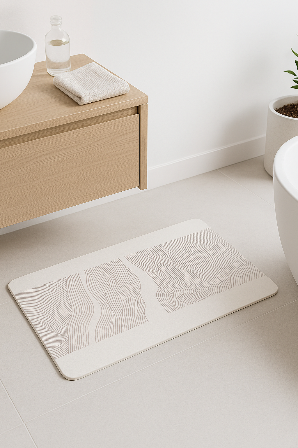 tapis de bain antiderapant rayures geometriques style moderne - vue 3 sur 2