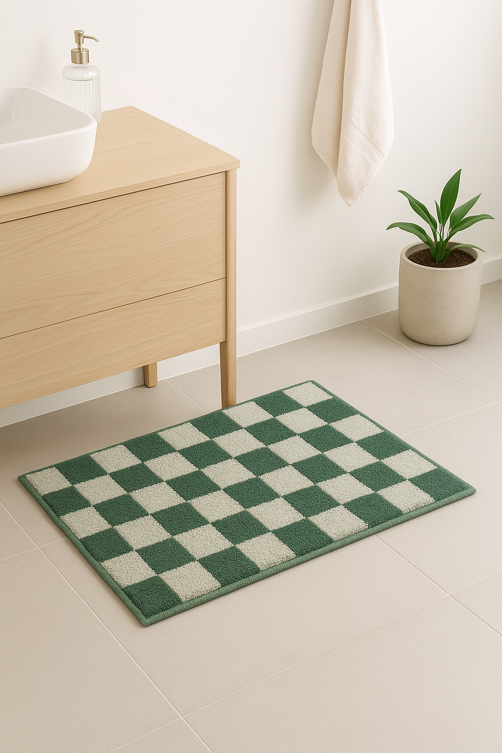 tapis de bain carreaux microfibre doux salle bain