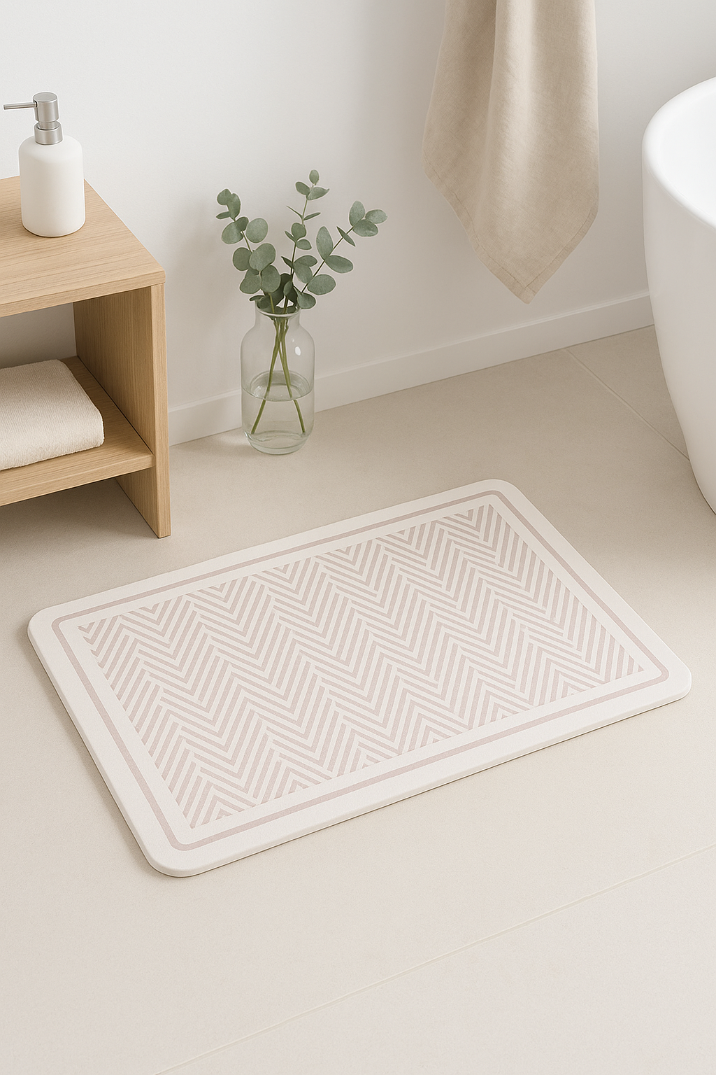 Tapis de bain diatomite rayures géométriques antidérapant moderne