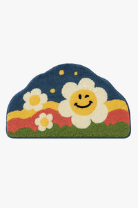 Tapis de bain effet mousse floral shag antidérapant
