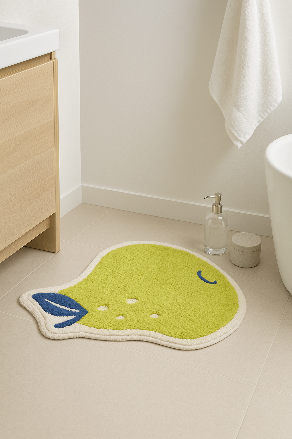 tapis de bain enfant motif citron antiderapant microfibre