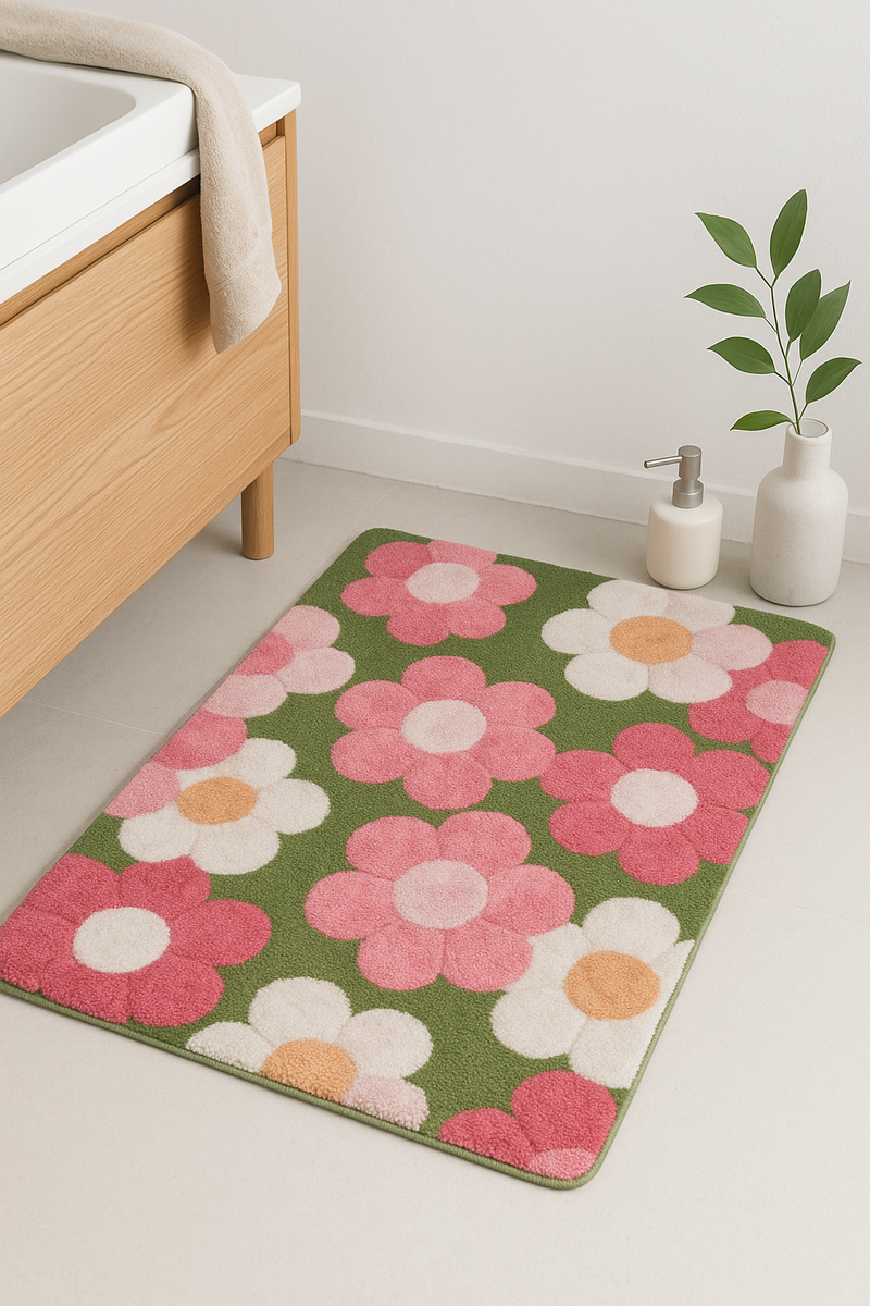 tapis de bain fleuri moderne antiderapant lavable absorbant