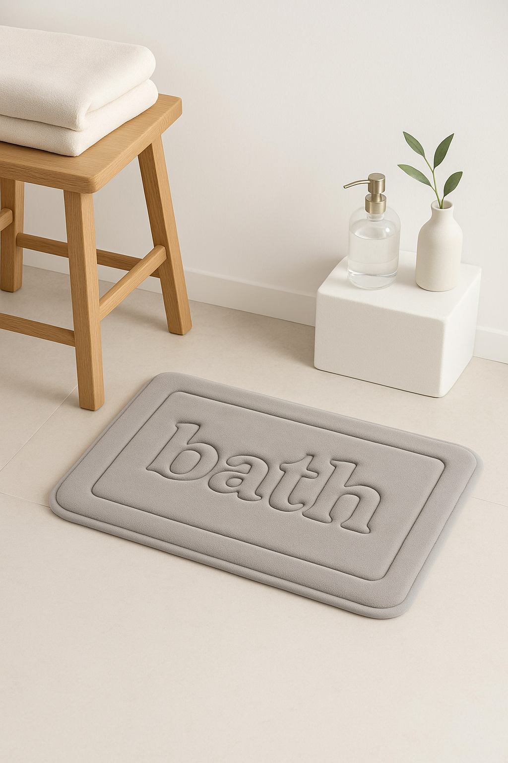 tapis de bain gaufré floral antidérapant microfibre - vue 3 sur 2