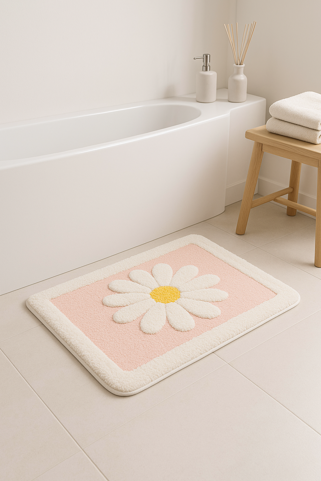 Tapis de bain marguerite cartoon antidérapant microfibre