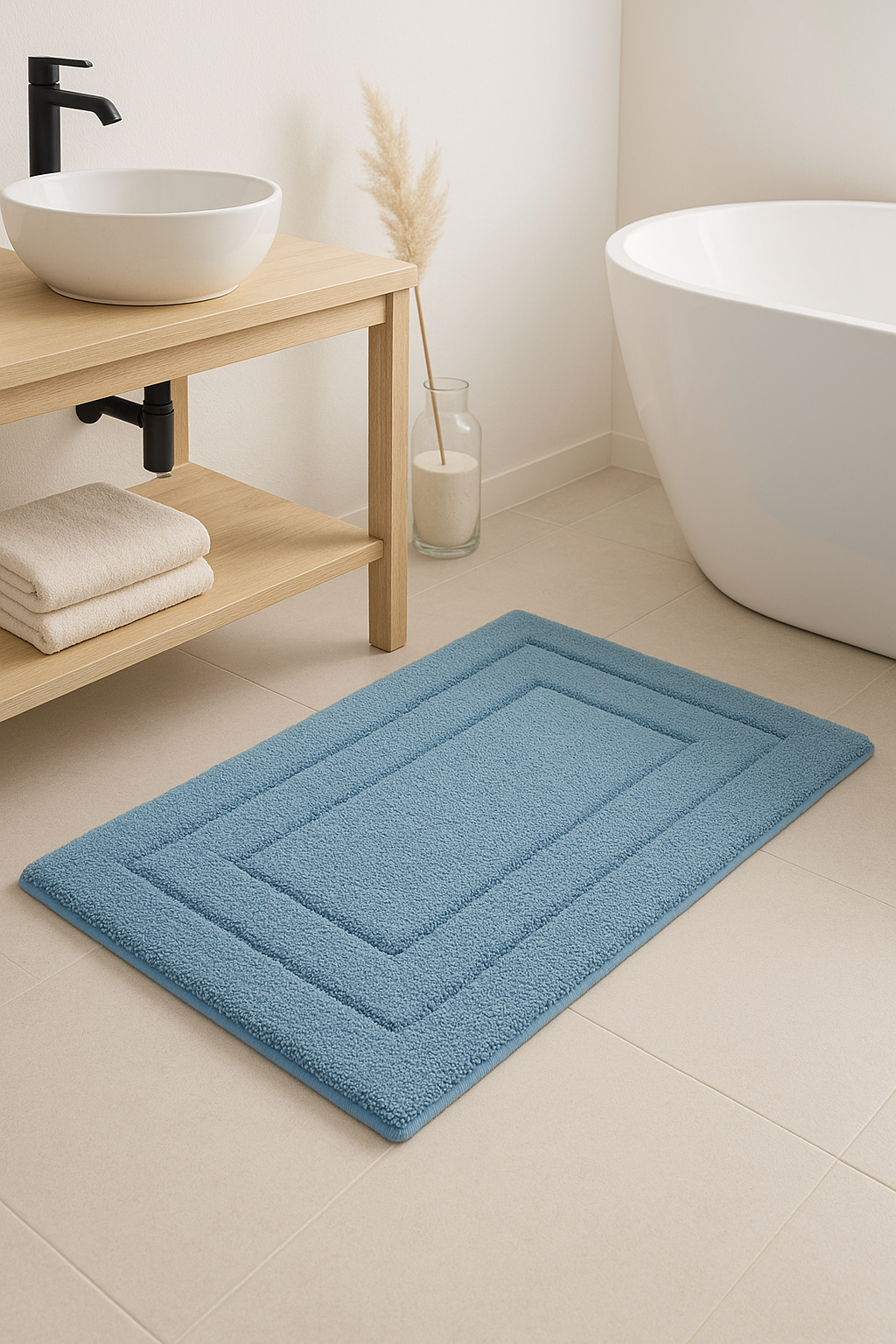 tapis de bain microfibre doux absorbant antiderapant long - vue 3 sur 2