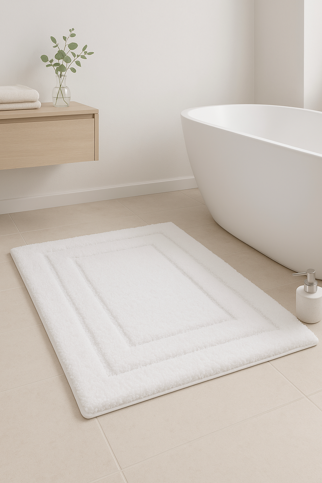 tapis de bain microfibre doux antiderapant poils longs