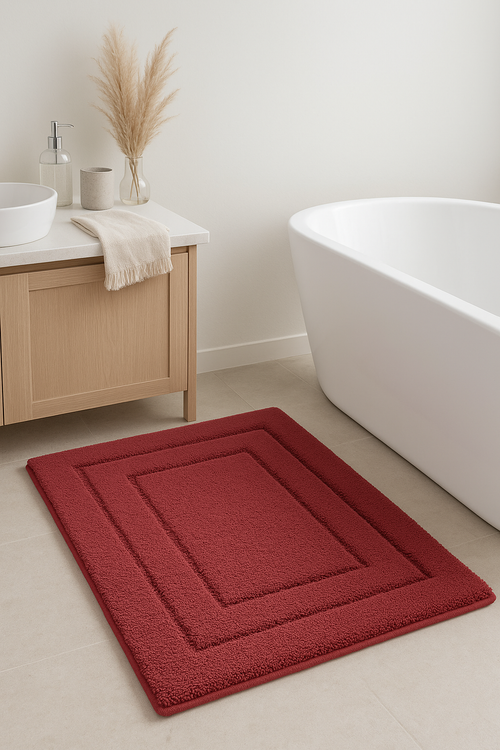 Tapis de bain microfibre poils longs absorbant antidérapant