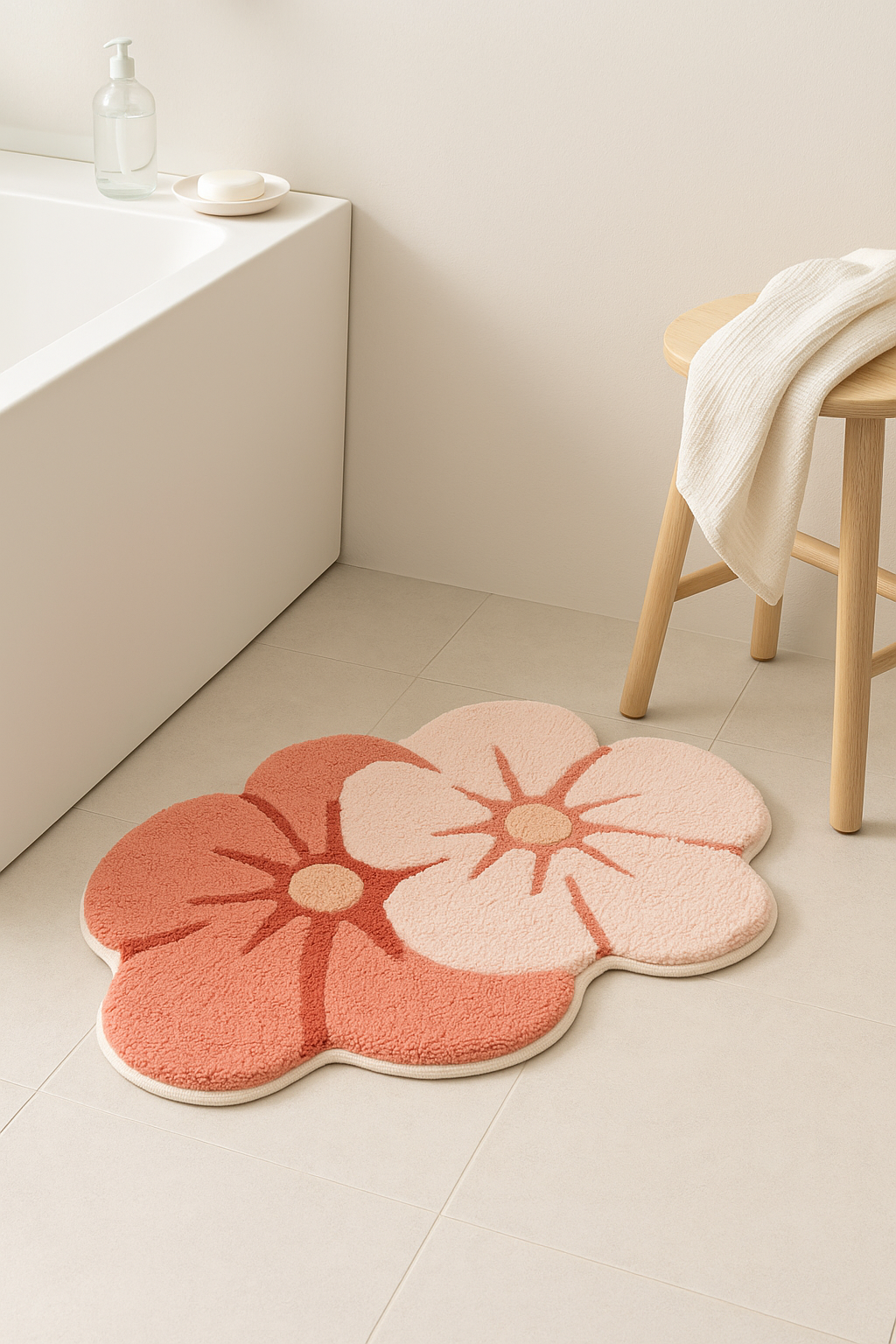 tapis de bain motif mousse floral doux antiderapant - vue 3 sur 2