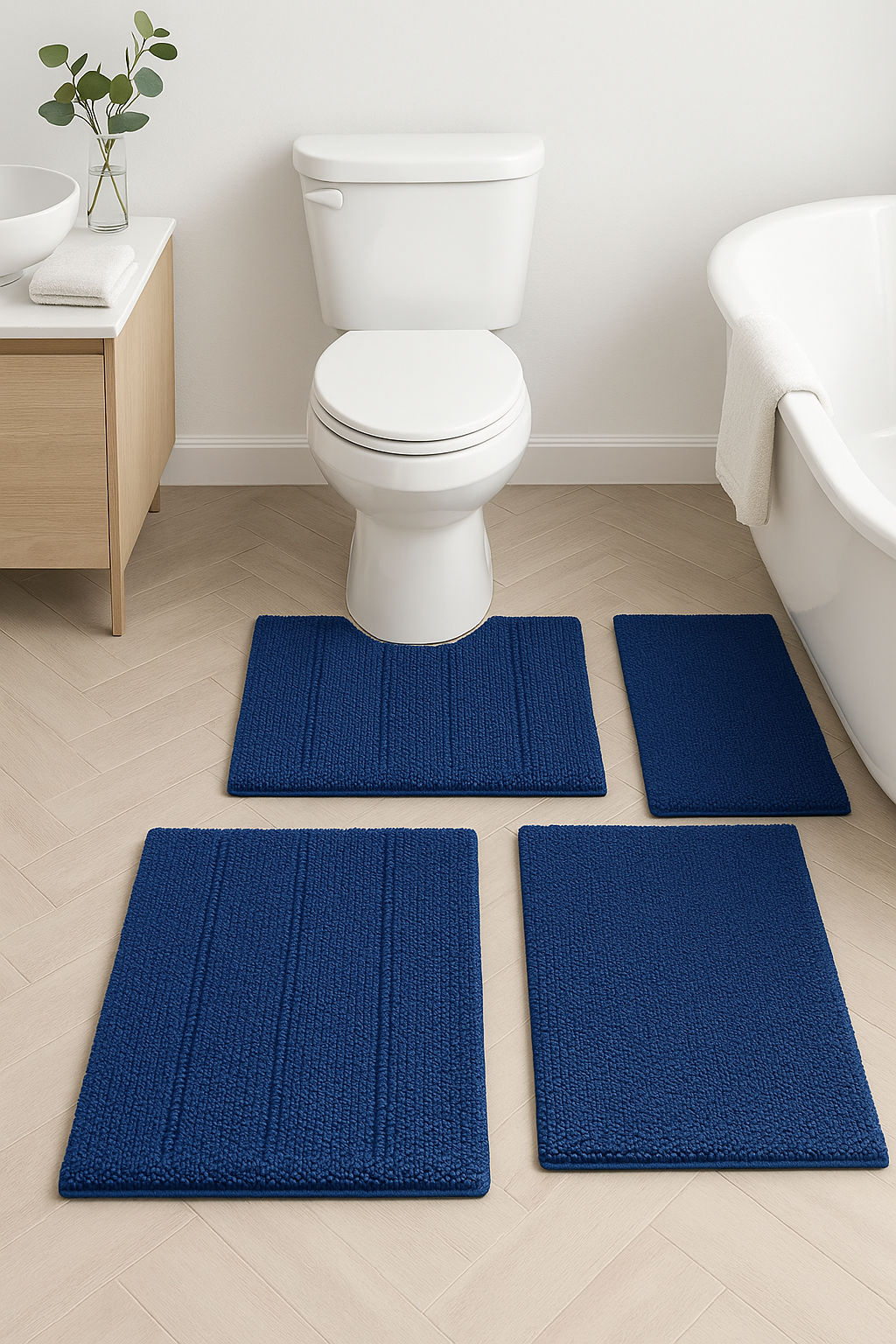 tapis de bain shaggy rayures antiderapant lot 3