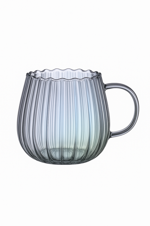 Tasse café verre borosilicate rayures 400 ml