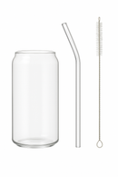 Tasse verre borosilicate forme canette avec couvercle bambou