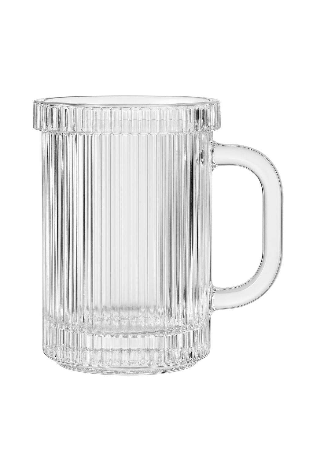 Tasse verre minimaliste avec couvercle et anse