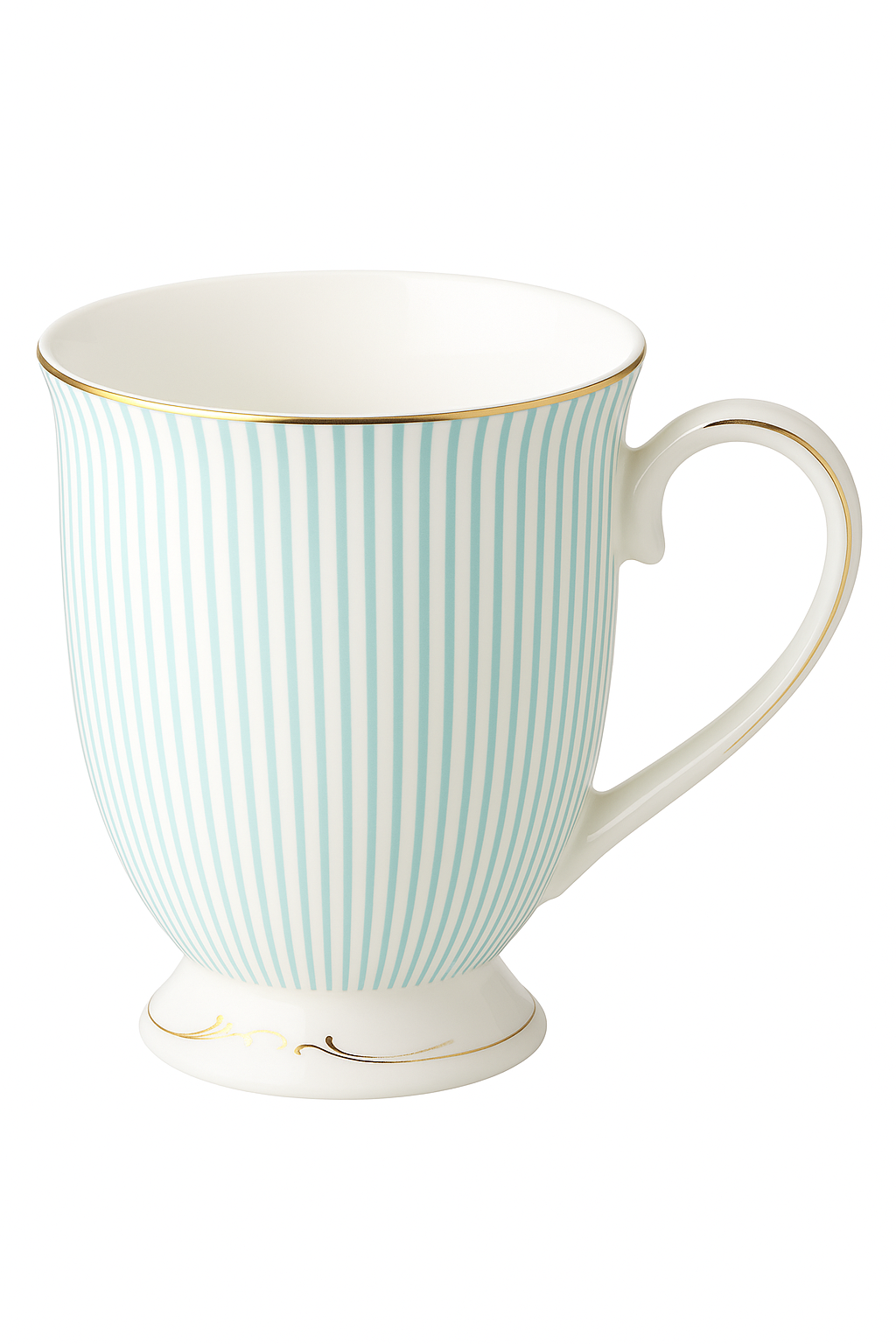 tasses à thé porcelaine fine motif rayures doré