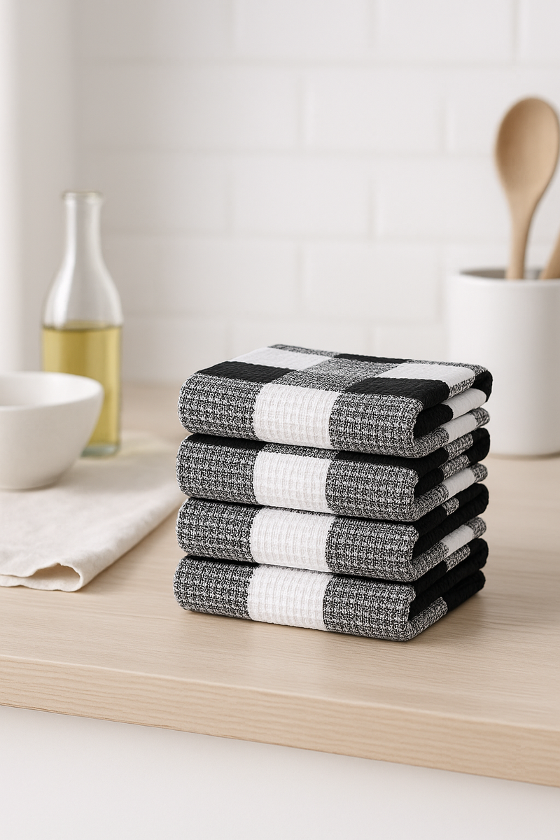 Torchon de cuisine gaufré à carreaux ultra absorbant
