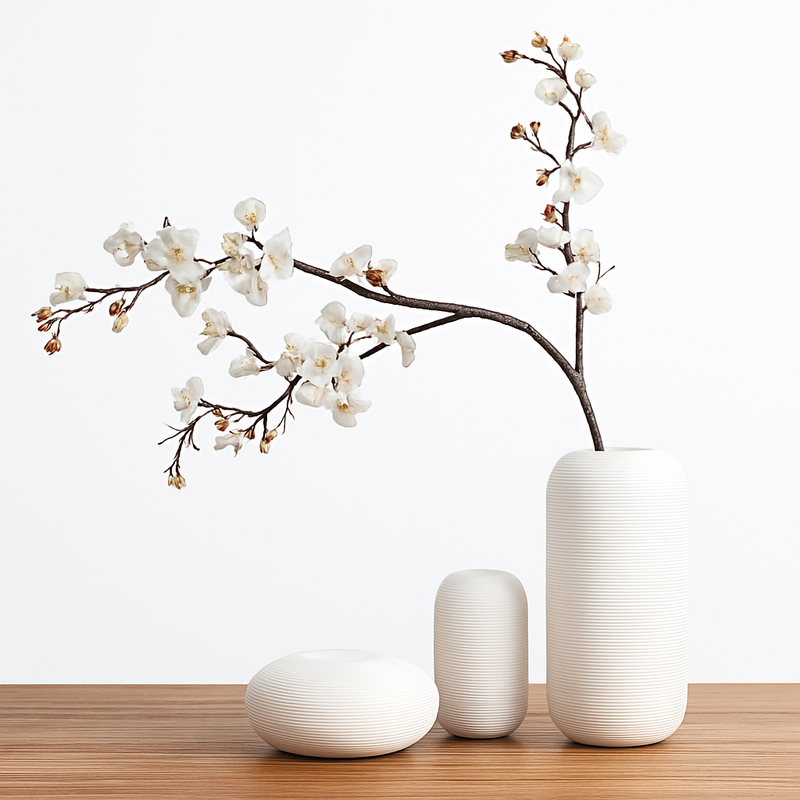 Vase en céramique blanche style japonais Zen