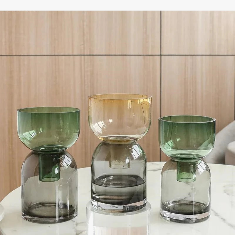 vase en verre bicolore pour décoration florale élégante