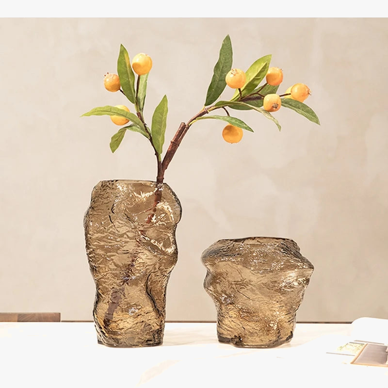 vase en verre moderne pour décoration d'intérieur et fleurs sèches