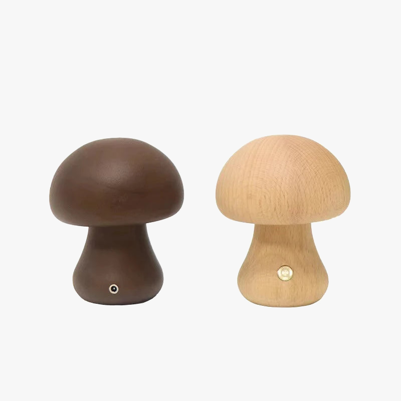 Lampe LED Veilleuse Tactile en forme de champignon en bois